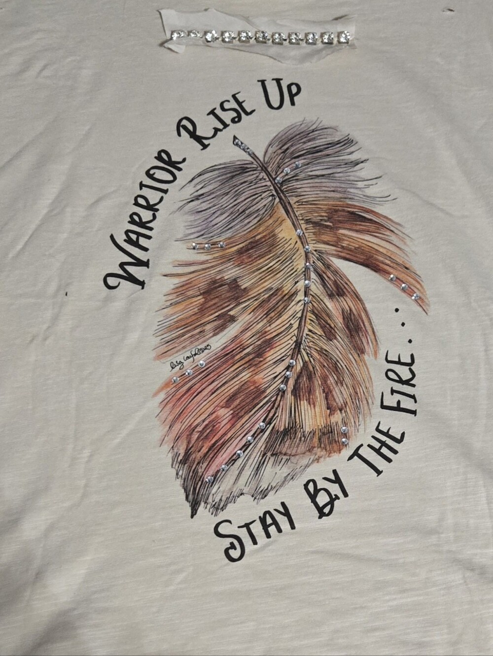 #1641 A Rare Bird Warrior Rise Up Stay By The Fire Tattered Tee